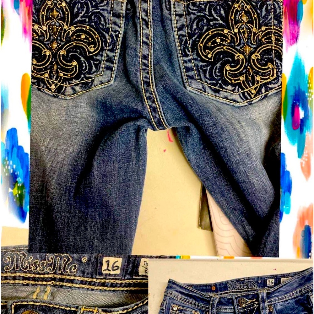 Girls size 16 Miss Me jeans! Like brand new!!